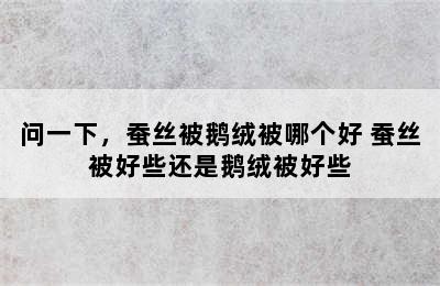 问一下，蚕丝被鹅绒被哪个好 蚕丝被好些还是鹅绒被好些